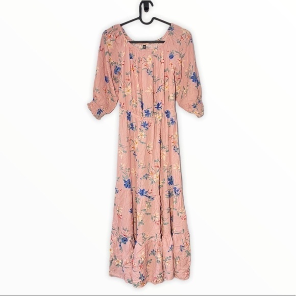 𝅺NWT H&M Off the shoulder floral powder pink dress - Picture 6 of 9